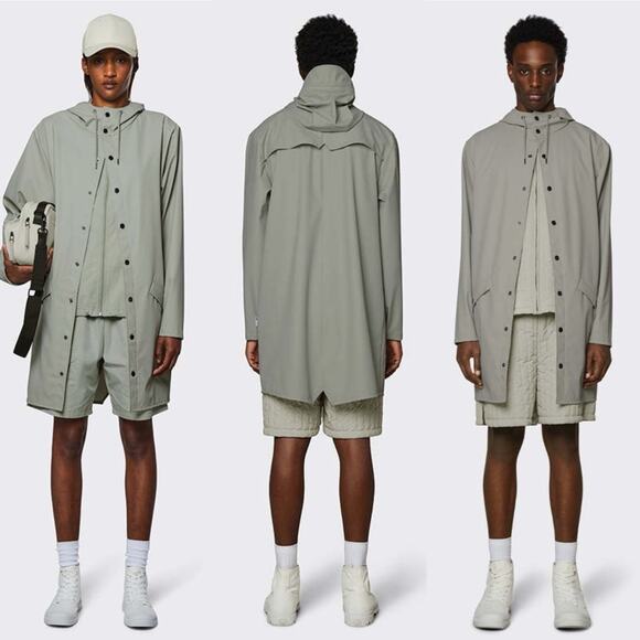Rains Long Jacket Unisex Cement XL Hooded - Picture 1 of 16